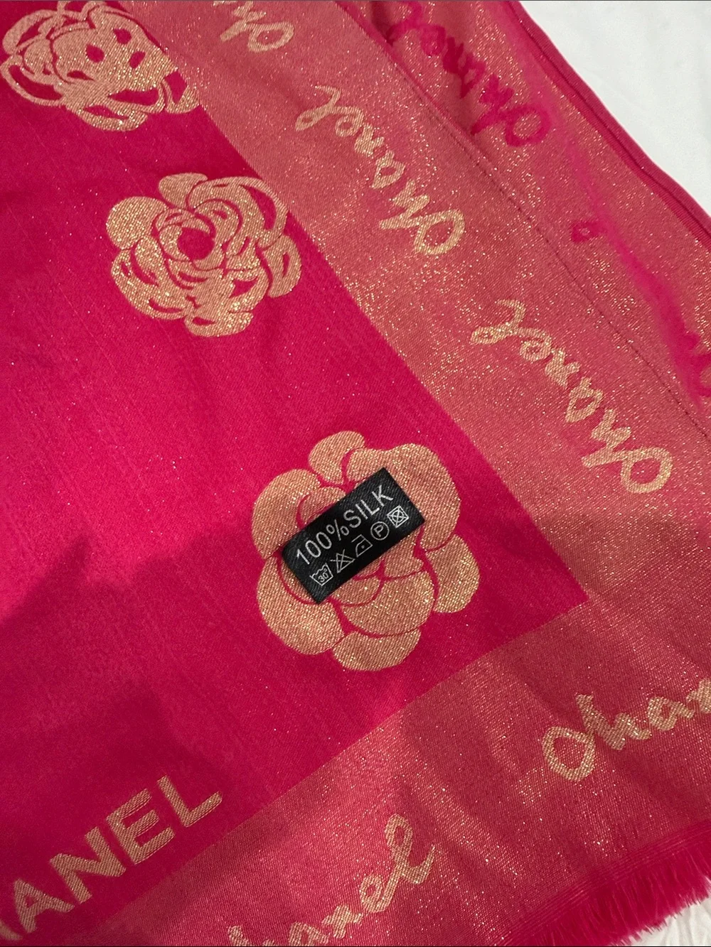 CHANEL Hot Pink and Fuchsia CC Logo Towel